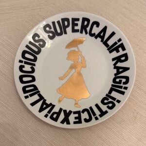 Mary Poppins Primark Disney Gold Black Decorative Plate Supercalifragilistic